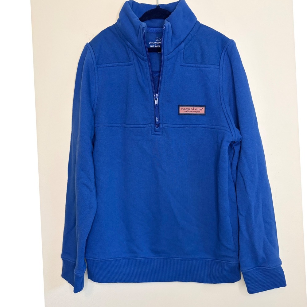 Vineyard Vines Kids Blue Shep Shirt Quarter Zip Pullover Sweatshirt S 8-10 Golf